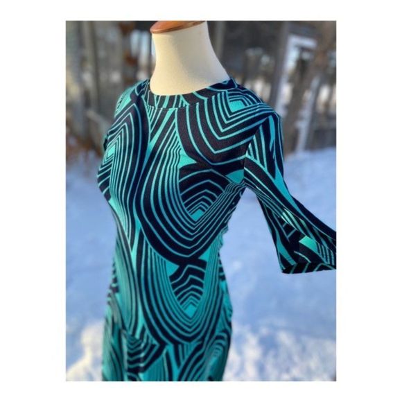 Vintage 60s Skirt Set Stretch A-Line Green Black - Picture 12 of 14